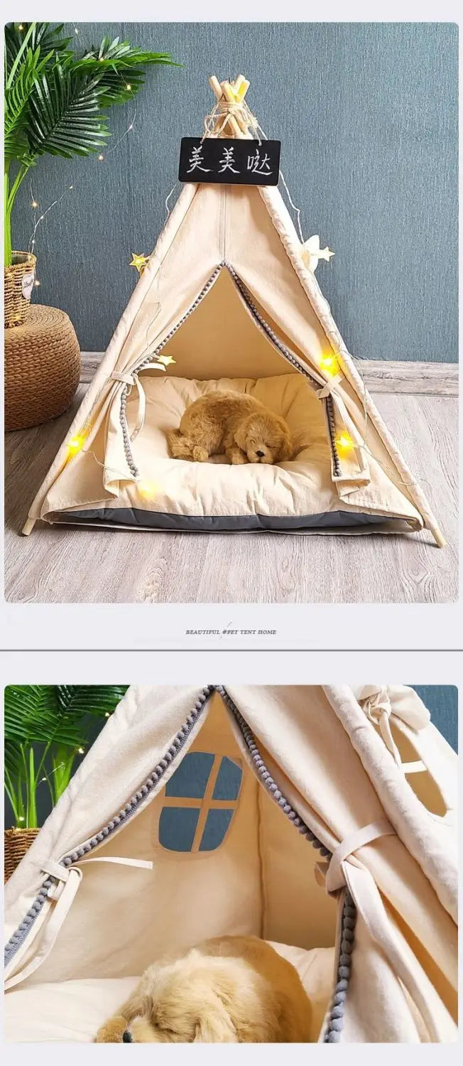 NK0 Internet celebrity ins pet tent teddy kennel corgi dog bed cat litter four seasons medium and small dog semi-closed removabl