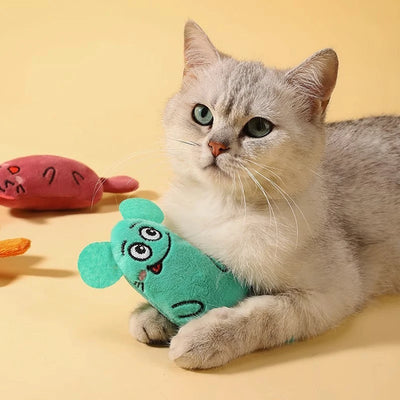 Cartoon cat and dog shaped toys, bite-resistant puppy plush dolls, cat self-entertainment teeth grinding and cleaning interactiv