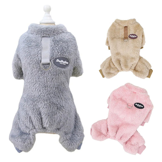 Fleece Pet Clothing Autumn Winter Warm Dog Jumpsuit Pajamas For Small Dogs Bichon Pomeranian Clothes Puppy Dog Cat Overalls Coat