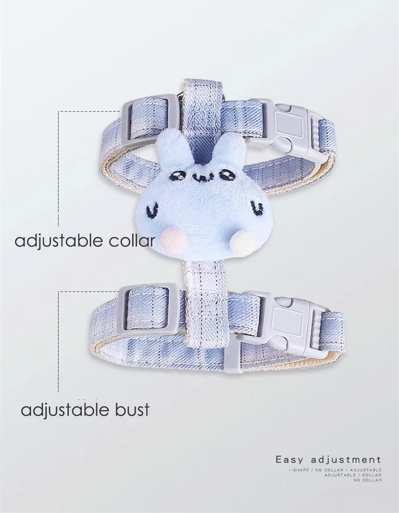 Cartoon Nylon Pet Dog Collar Accessories Anti Break Cat Small Puppy H-Shaped Harness Leash Set Travel Chihuahua Pet Accessories