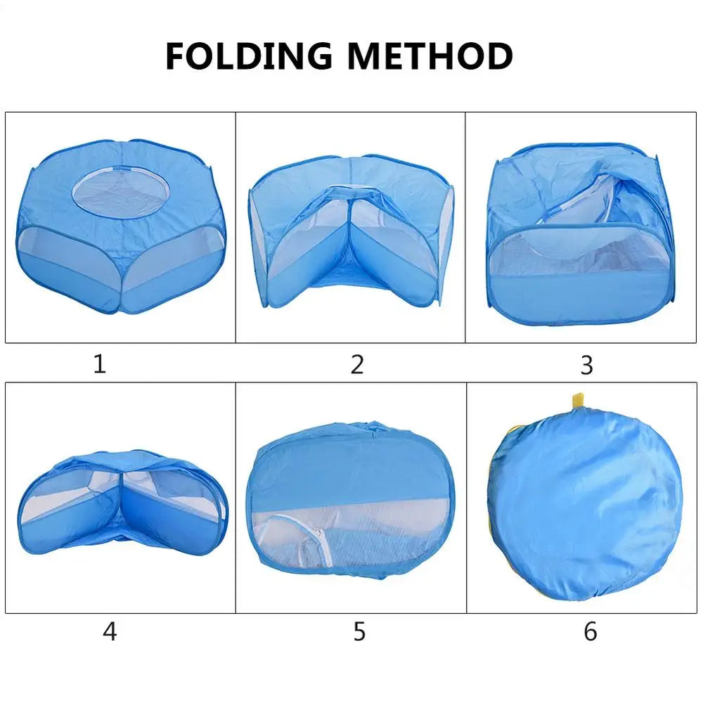 Portable Pet Tent Small Animal Pet Playpen Breathable Transparent Pet Tent With Zipper Top Cover Indoor Outdoor Foldable Cage