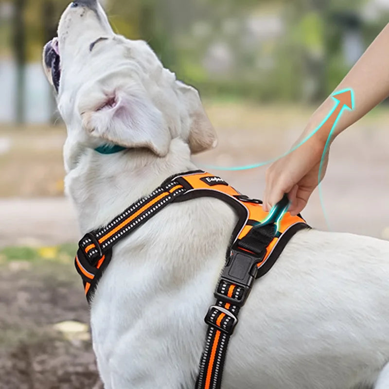 Pet Dog Harness for Medium Large Dogs, Adjustable Reflective No-Choke Padded Pet Vest Harness with  Front Clip Control Handle