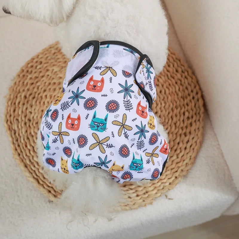 Cute Print Waterproof Physiological Pants Diapers Cotton Underwear for Small Puppy Safety Panties Breathable Girl Cat Clothes