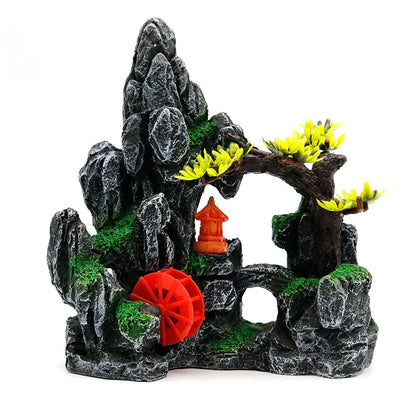 Resin Aquarium Rockery Mountain Decoration Artificial View Rock Cave Stone Tree Fish Tank Ornament Pet Supplies Home Decor