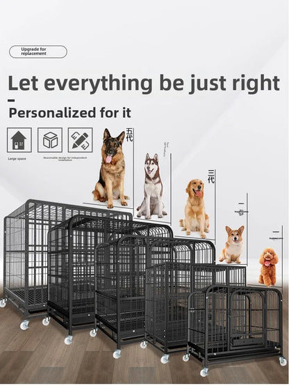 Dog Cage Small Medium Large Dog Square Tube Dog Cage Bold Iron Pet Dog Dog Cage Dog House Teddy Golden Retriever Supplies