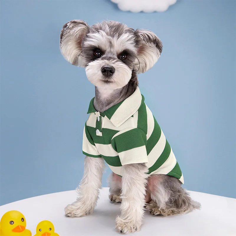 Striped Pet Polo Shirt Summer Dog Clothes for Small Dogs Cotton Puppy Vest Chihuahua Bichon Costume Cat T Shirt Dog Undershirt