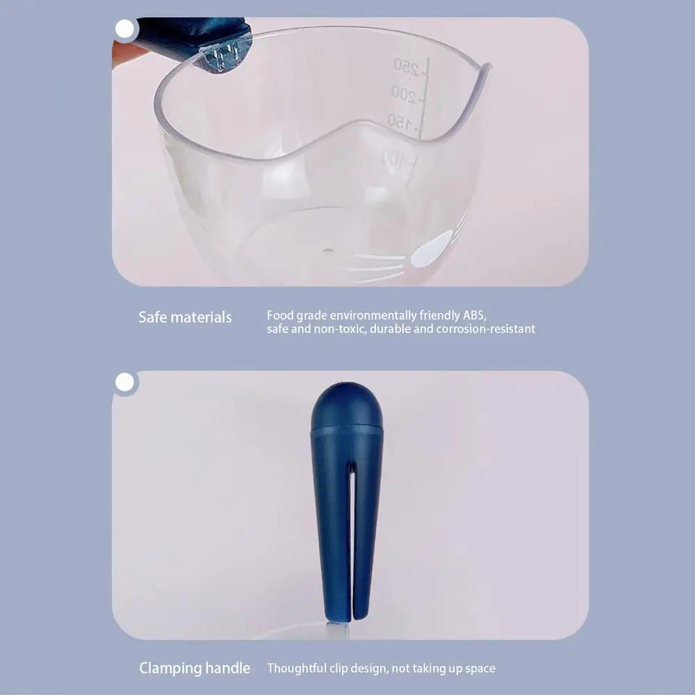 Dog Food Scoop Cat-Ear Shape Food Scoopers Kitten Food Measuring Cups Clear Convenient Scoops Bag Sealing Clip for Dry Dogs