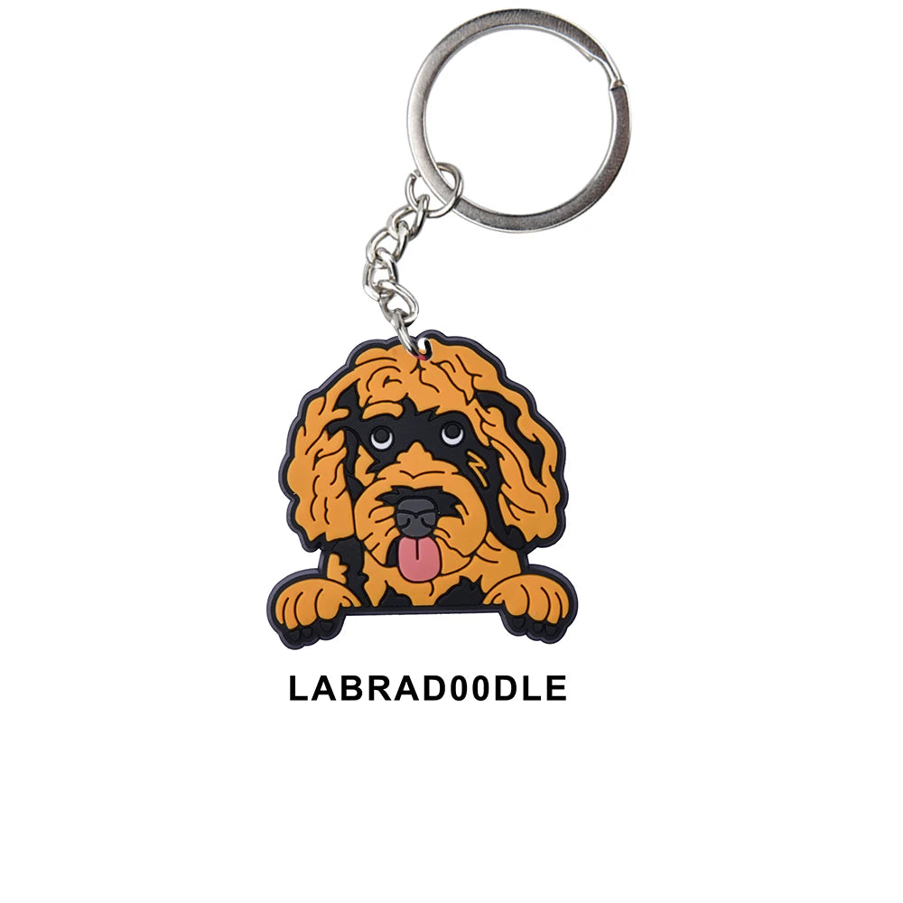 Cartoon Cool Dogs Keychains Bulldog English Springerspaniel Keyrings Maltese Greyhound Key Chains Husky Keeshond Key Rings Gifts