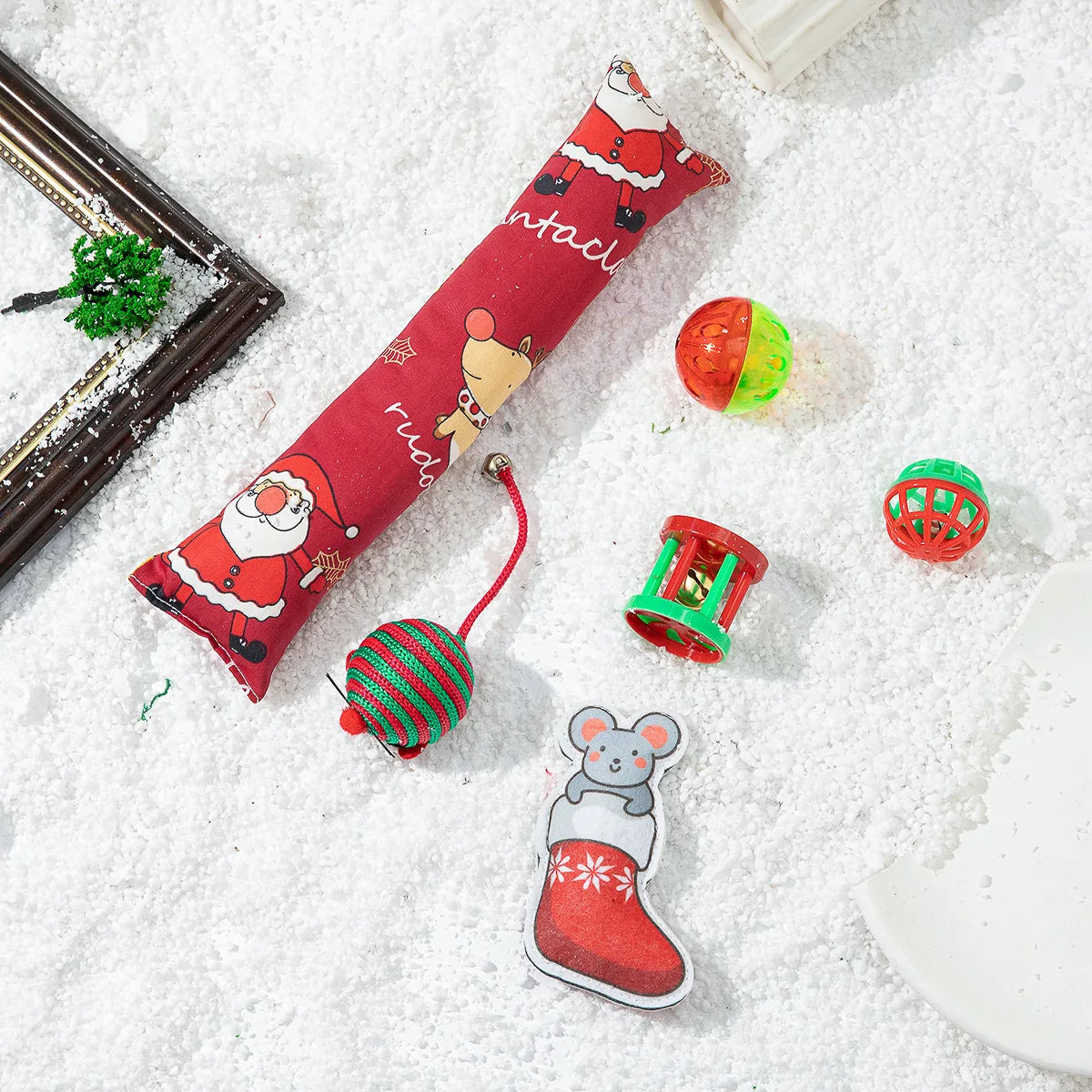 Cat Toy Cat Teaser Sticks Christmas Cat Toy Set New Product Cat Fun Stick Bell Ball Fun Interactive Pet Supplies