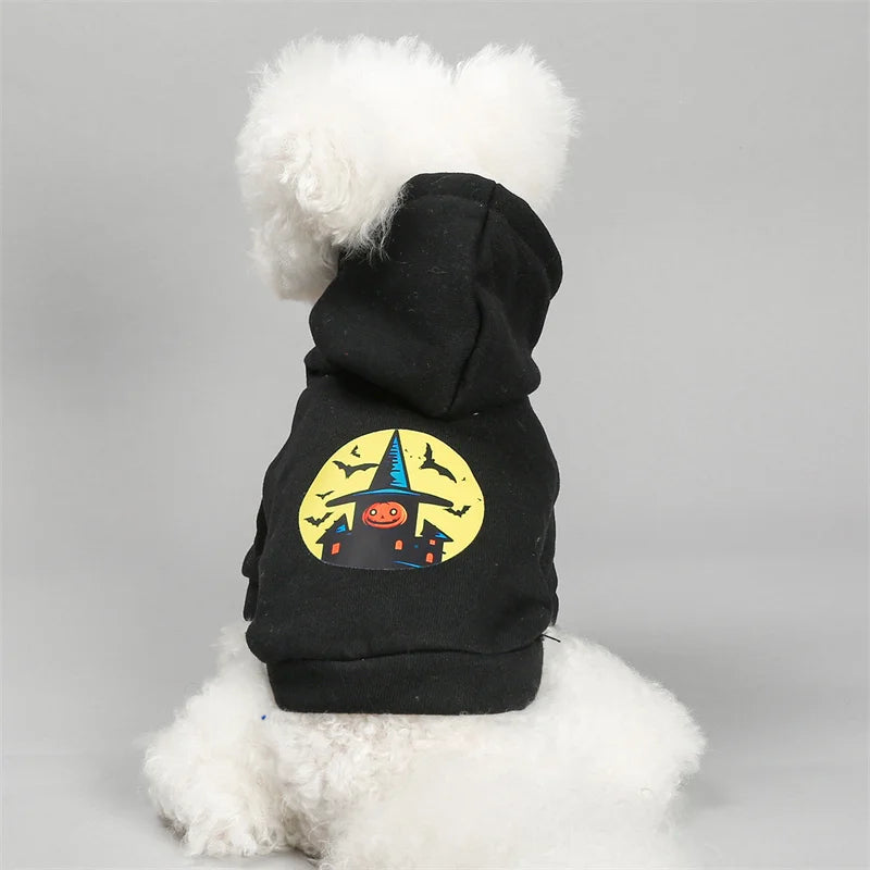 Horror Print Puppy Dog Hoodie Sweater Autumn Spring Pet Clothes for Small Dogs Chihuahua Pomeranian Pullovers mascotas Costume