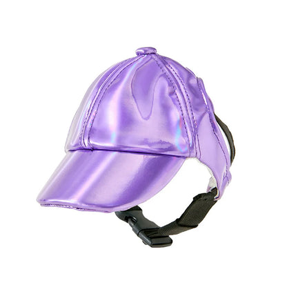 Dog Baseball Cap Fashion PU Dog Sun Hat Dog Peaked Cap with Ear Holes Adjustable Puppy Hat Waterproof Outdoor Pet Outfit Dog Cap
