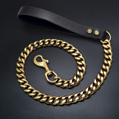 19mm Durable Stainless Steel Dog Leash Training Collar for Medium and Large Dogs Pitbull Gold and Silver Chain Lead