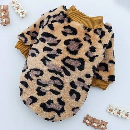 Pet Dog Clothes T-shirt Leopard Print Spring and Autumn Warm Big Dog Large Dog Two Feet Plus Down Golden Retriever Dog Clothes