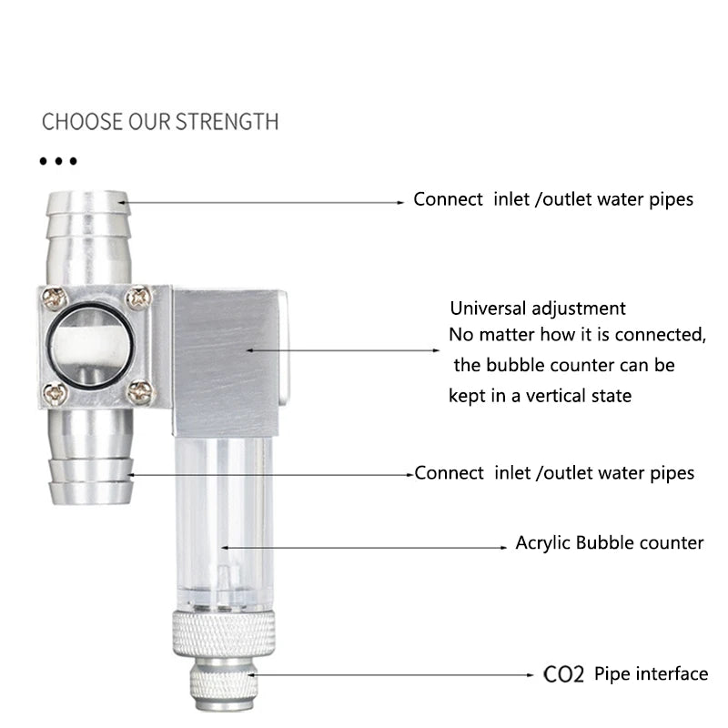 Metal ﻿Aquarium CO2 External atomizer, with bubble counter atomizer, super diffuser outside the fish tank, for aquatic plants