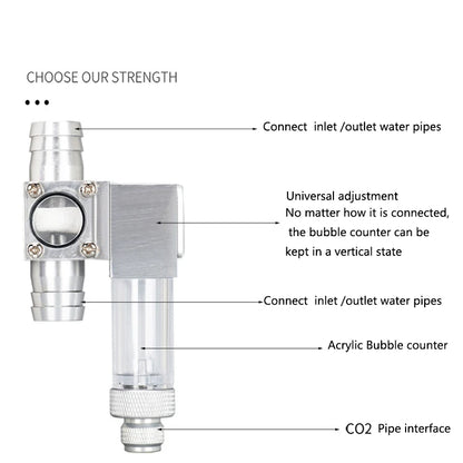 Metal ﻿Aquarium CO2 External atomizer, with bubble counter atomizer, super diffuser outside the fish tank, for aquatic plants