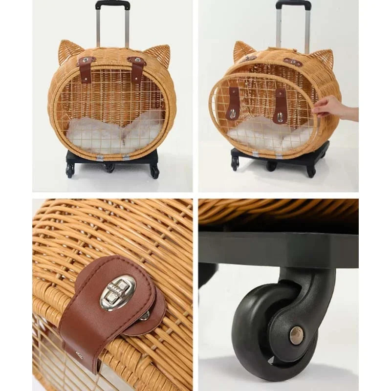 Pet Rolling Carrier, Dog Backpack with Wheels,Cats,Puppies Travel Bag with Wheels,Dog Trolley
