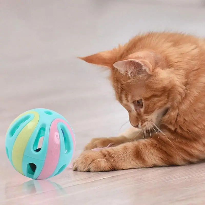 Cat Jingle Balls Cat Pounce Jinggle Ball Large Hollow Cat Rattle Ball Interactive Kitten Chasing Toys Kitten Pets Supplies