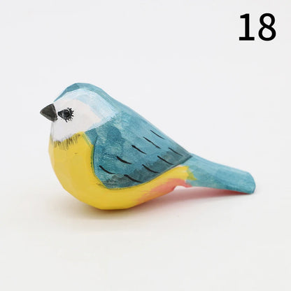 Wooden Bird Figurine Ornaments Handmade Carving Animals Miniature Crafts Art Decor Home Desktop Decoration Children Gifts