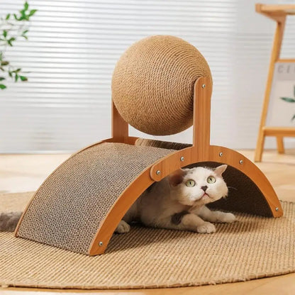 2 In 1 Wear-Resistant Scratching Board Cat Scratcher Sisal Rope Ball Scraper for Cats Claw Sharpener Arch Bridge Cat Toy
