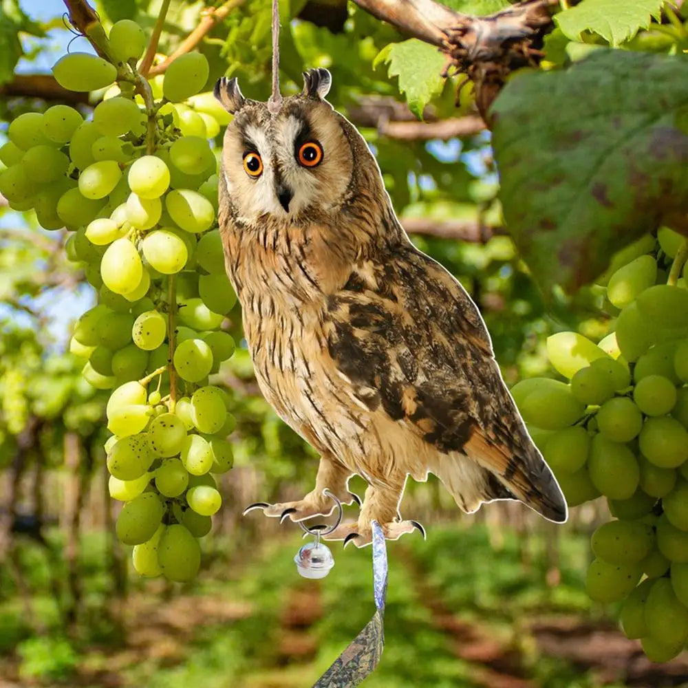 Farm Protector Bird Scarer Owl Scarecrow Scarer Pendant Garden Protector Pendant Waterproof With Bell Fake Bird Scarecrow Bird