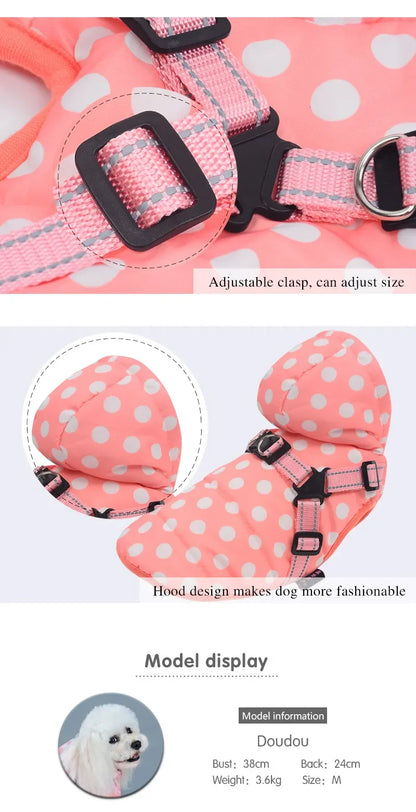 Winter Reflective Large Pet Dog Jacket With Harness Warm Clothes For Labrador Waterproof Coat Chihuahua French Bulldog Outfits