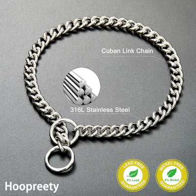 Durable Silver Dog Chain Collar Stainless Steel Choke Cuban Link Necklace Pet Training Collar for Small Medium Large Dogs Pitbul