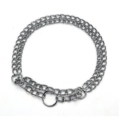 Dog Chain Collar Stainless Steel Martingale Collar for Dogs Metal Cuban Link Chew Proof Double Row Chain Pet Large Dogs Collar