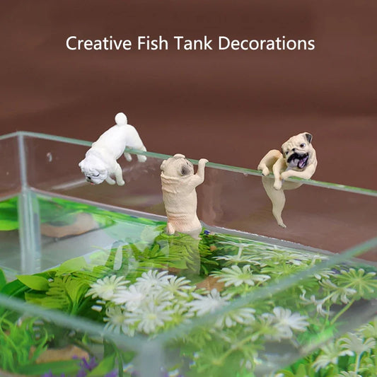 Simulation mini Ornaments Fish Aquarium Decor Artificial pet dogs Fish Tank Decoration Animal Figurine Dollhouse Home Decor