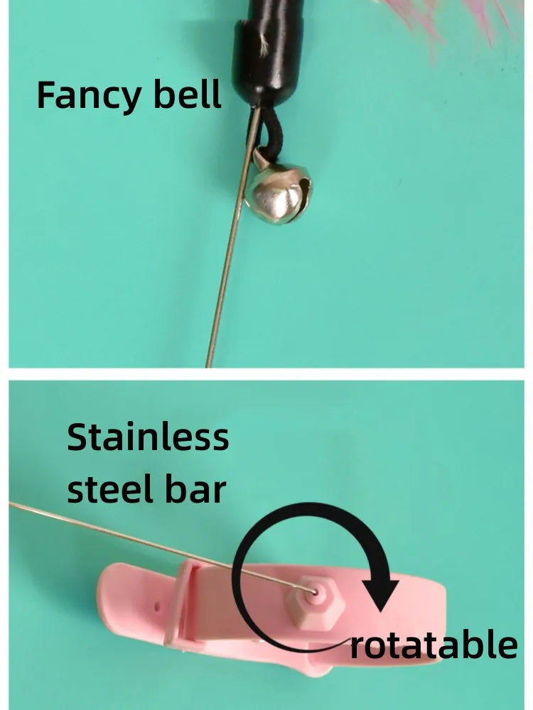 Interactive Cat Toys Funny Feather Teaser Stick with Bell Pets Collar Kitten Playing Teaser Wand Training Toys for Cats Supplies