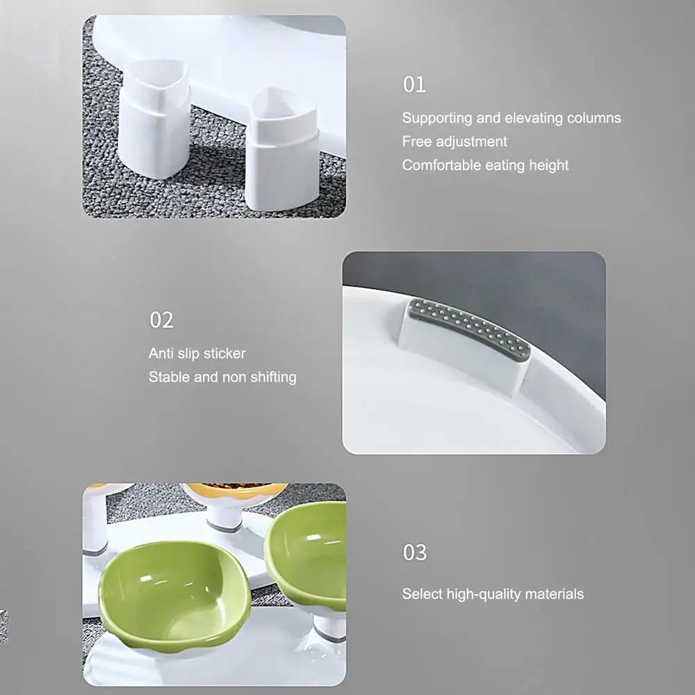 Cat Dishes For Food And Water Height Adjustable Pets Water And Food Bowl Set Large Capacity Cat Food Feeder And Waterer Set For