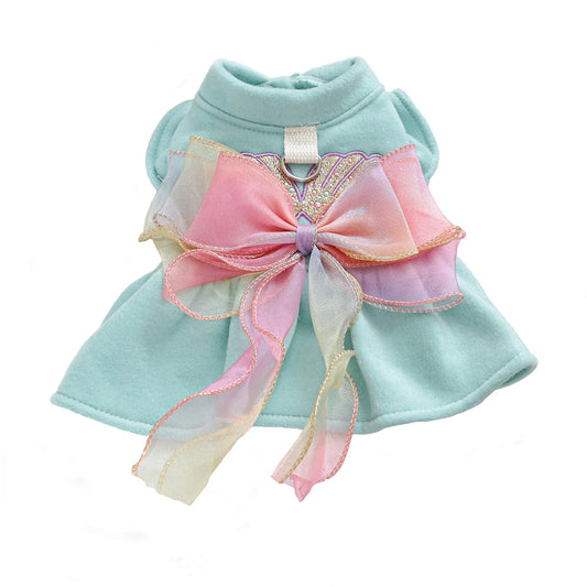 Luxury Woolen Princess Dress for Small Dogs Girl, Autumn Winter Warm Dog Clothes Yorkie Chihuahua Puppy Bowknot Skirts