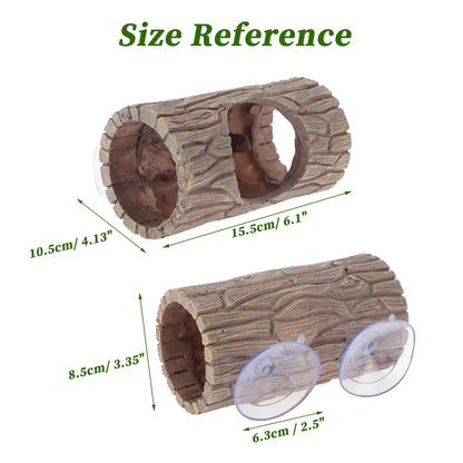 UXCELL Pets Reptile Hide Cave Habitat Shelter Resin Tree Reptile Artificial Woods with 2pcs Suction Cup Habitat Decoration