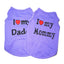 Small Dog Clothes Soft Cotton Puppy Shirt Classic Daddy Mommy Printed T-shirt Pet Vest Clothing for Cats Chihuahua Dog Apparel