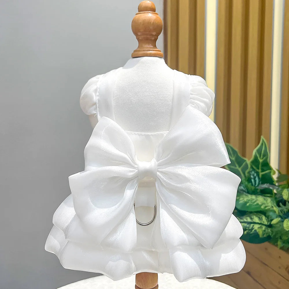 Big Bow Pet Wedding Dress with Buckle Luxury Dog Full Dresses for Small Dogs Pomeranian Poodle Puppy Cat Skirt mascotas Clothes
