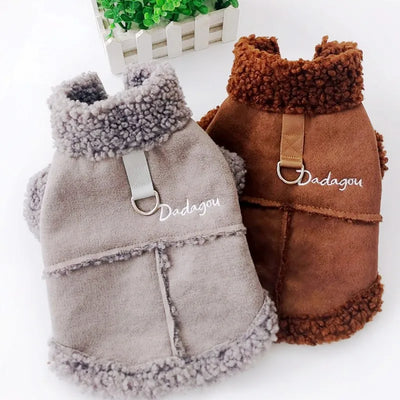 Pet Dog Warm Clothes Winter Dog Jacket Solid Fleece Dog Coat Thickened Plush Dog Clothing Chihuahua Bichon Dachshund Dog Apparel