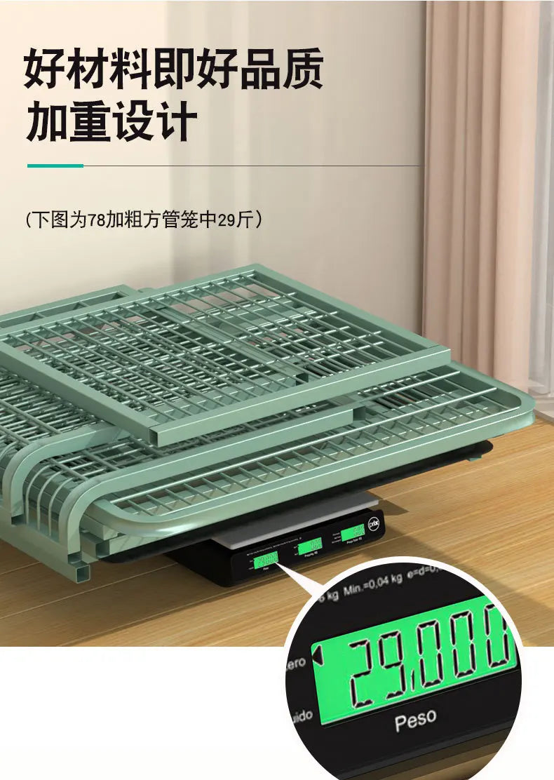 New Extra Thick Square Tube  Small Dog Cage with Toilet Indoor Family Dog House Kennel Pet Iron Cage