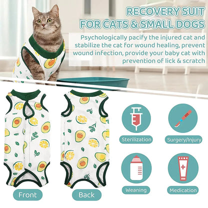 Cat Recovery Suit Kitten Suit E-Collar Alternative for Cats Puppies Small Dogs Abdominal Skin Anti Licking Pajamas Pet Clothing