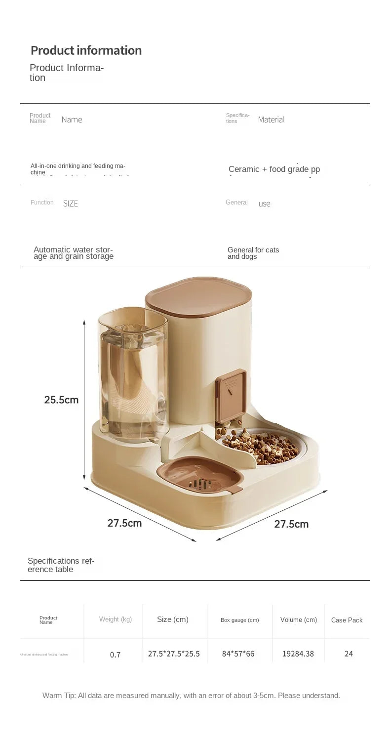 New Type of Pet Cat Large Water Dispenser Automatic Water Feeder Food Container Water and Grain Integrated Dry Wet Separation