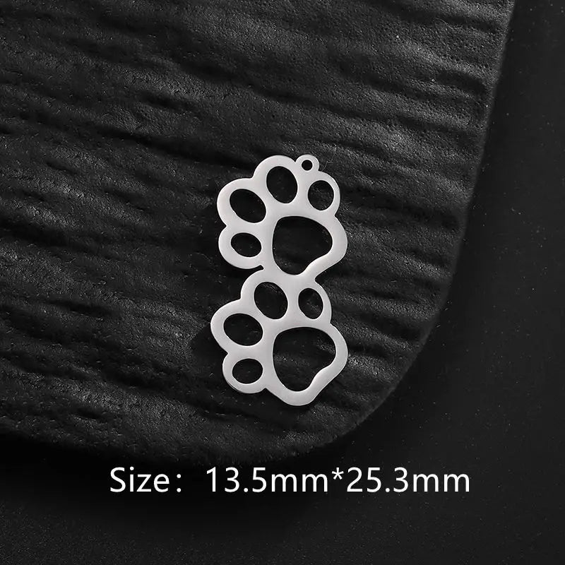 5pcs/Lot Stainless Steel Charm Paws Cat Claws Cute Animals Sliver Gold Color Charm Pendant For DIY Bracelet Jewelry Findings