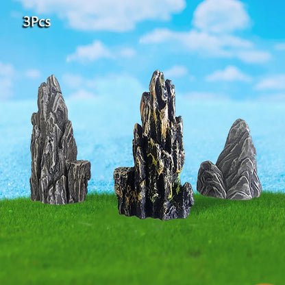 Simulated Moss Small Rockery Aquarium Ornaments Decoration Artificial Resin Pool for fish Tank Creative Ornament Background Home