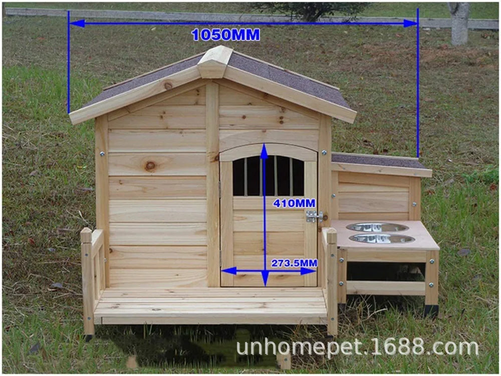Large Outdoor Dog House Pet Supplies  Pet House Cage Wooden with Dog Basin