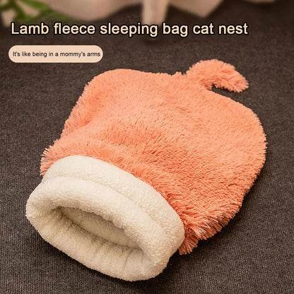 Cozy Plush Cat Bed Winter Warm Sleeping Bag for Cats Small Dogs Soft and Comfortable Kitten Tunnel Nest with Cat Accessorie Z4X0