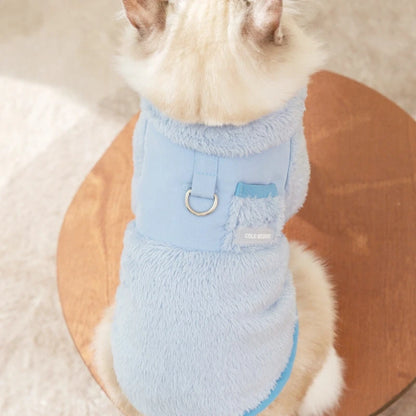 Winter Dog Jacket Fleece Pet Coat Double Sided Wear Dog Warm Clothes Thickened Cat Clothing Chihuahua Bichon Costume with D-Ring