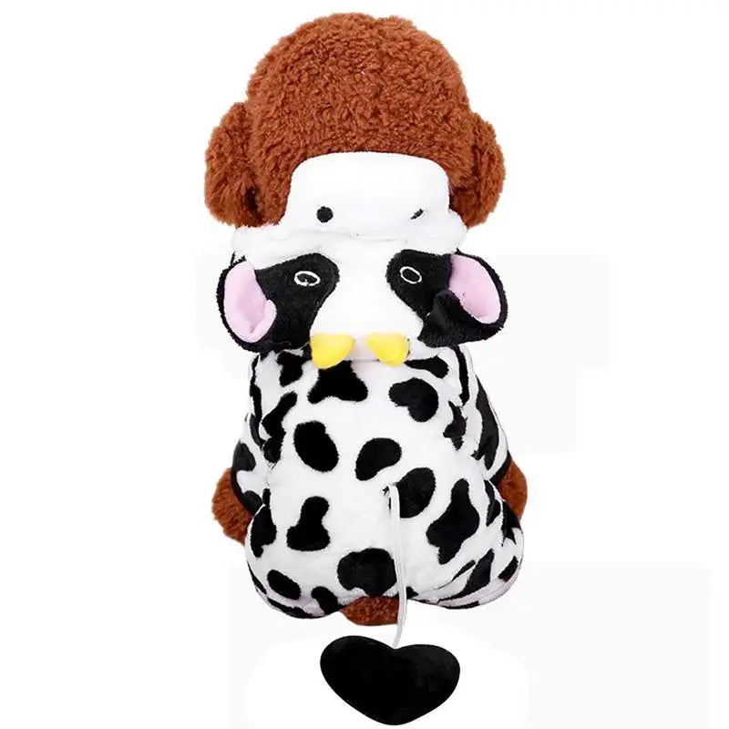 Cow Dog Costume Cow Style Hoodie Halloween Dog Costumes Pet Winter Comfortable Jumpsuits Puppy Cosplay Accessories For Small