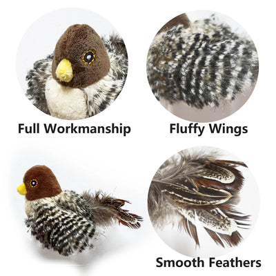 Interactive Cat Toys Electric Squeaky Simulation Bird Plush Cats Pets Teasing Toys with Feather Catnip Kitten Chirping Bird Doll