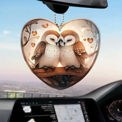 Winged Double Flying Bird, Acrylic Decorative Pendant, Interior Rearview Mirror Decorative Pendant, Two-dimensional Flat Pendant