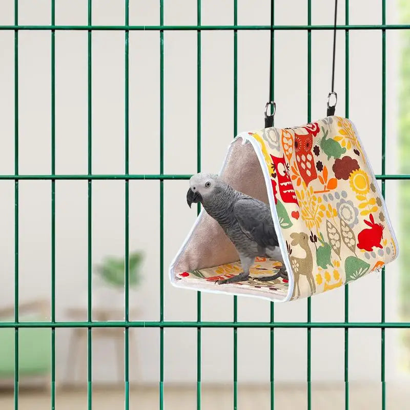Pet Bird Nest Hammock Peony Parrot Small Hammock Bird Nest Winter Warm Thick Triangle Bird Hanging Tent Snuggle Hut