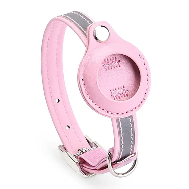 Adjustable Leather Pet Collar for Apple Airtag, Location Tracker, Dog, Cat, Anti-lost, Reflective Protection Case,Dog Products