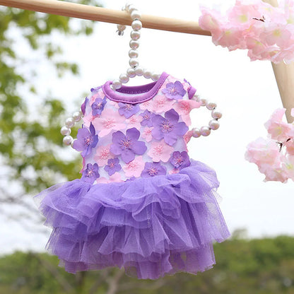 Lace Chiffon Dress for Small Dog Cat Lovely Floral Dress Pet Party Birthday Costume Dog Wedding Dress Cute Dog Clothes in Summer