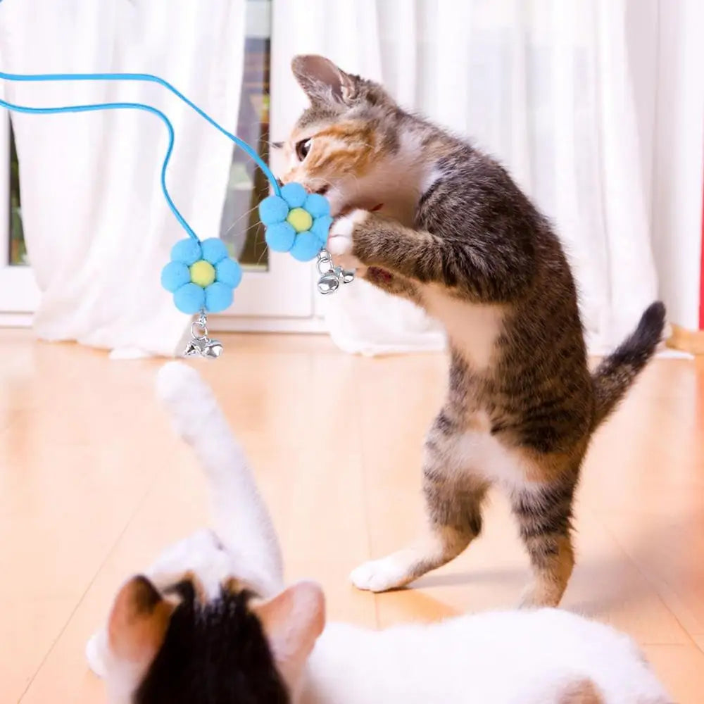 Cat Teaser Wand Kitten Stick Toy Cat Fishing Pole Toy Cat Teaser Toy With Bell And Chrysanthemum Pendant Promotes Cat Exercise